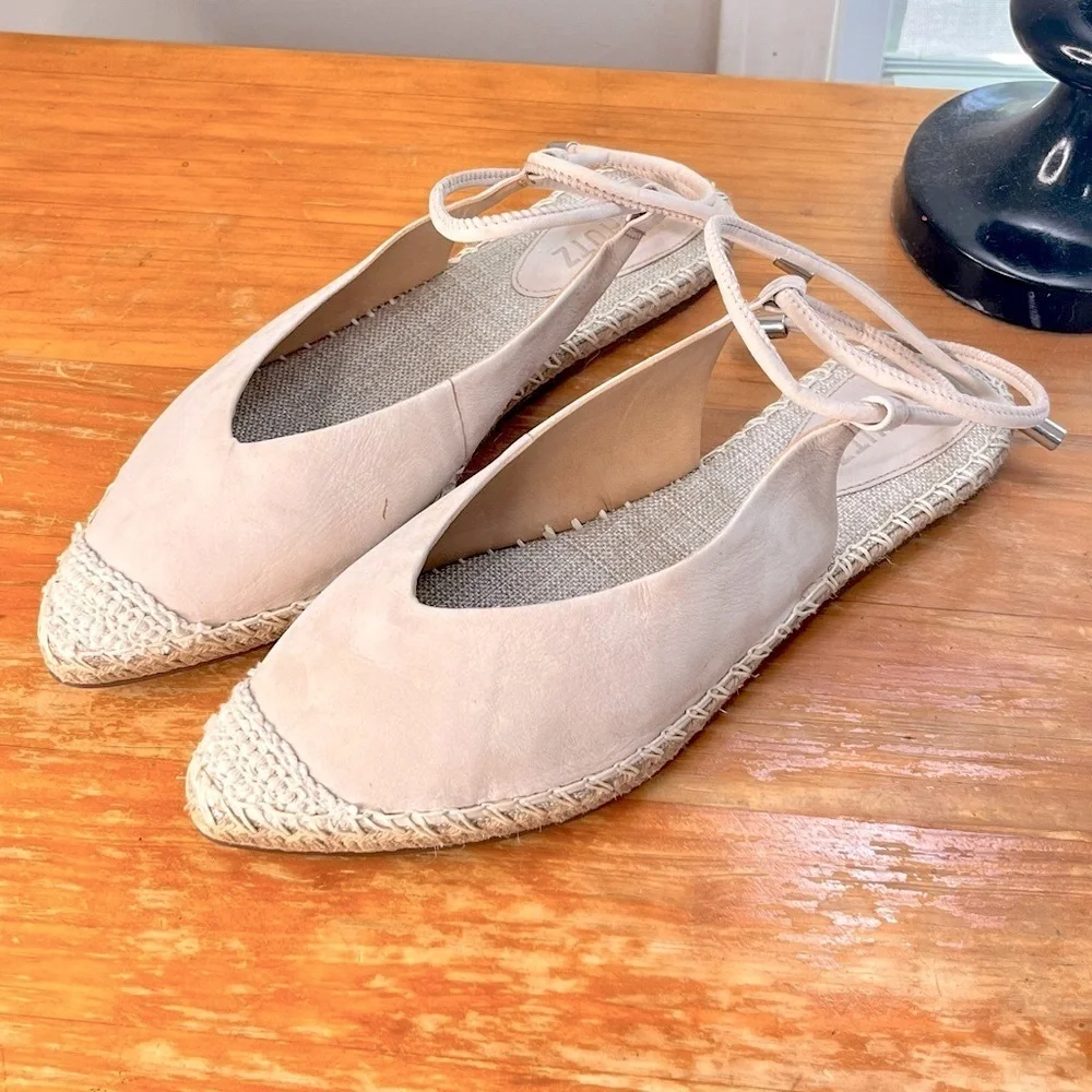 Schutz Liba Ankle-Tie Leather Espadrille Flats